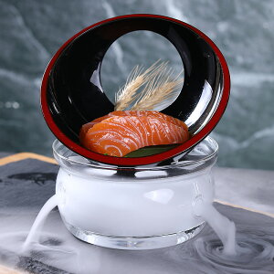 日料刺身裝飾干冰杯小壺干冰盅創意玻璃意境菜三文魚壽司擺盤盛器