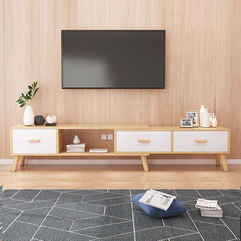 可伸縮電視柜簡約小戶型家居客廳實木腿矮柜電視柜現代北歐茶幾桌