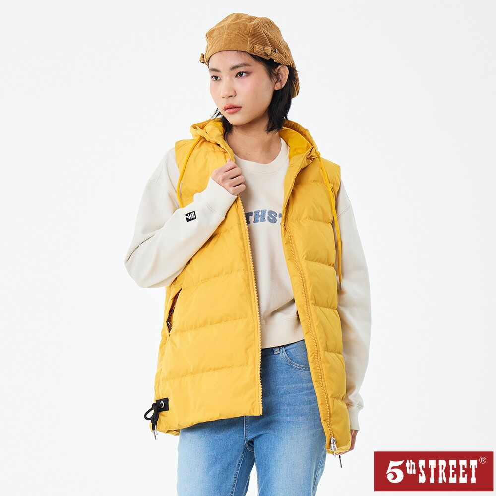 女裝 中長版 羽絨背心 經典版型 銘黃色 (550047) 【5th STREET】【APP下單天天10%回饋】★冬裝下殺 最高折426
