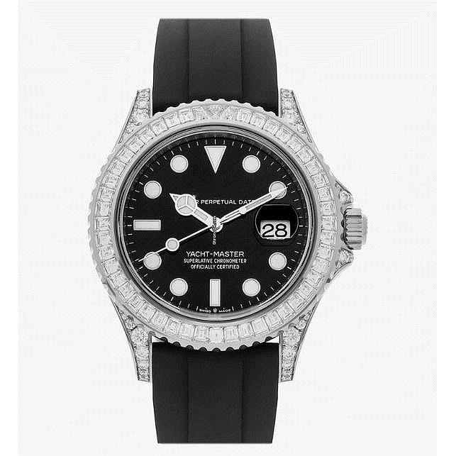 精緻時尚，商務休閒男士鑽石外圈黑色錶盤日期顯示自動機械手錶，高級豪華男士橡膠錶帶腕錶【亞德機械五金家居】