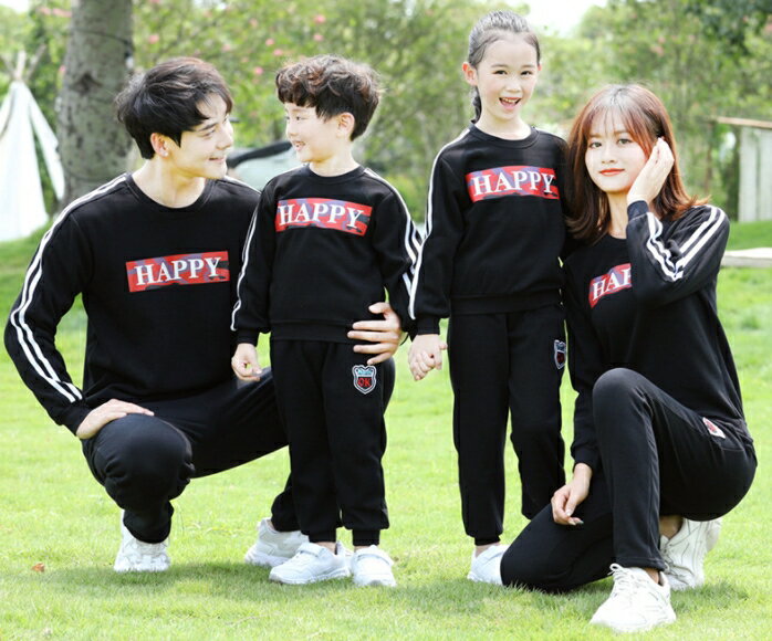 大尺碼親子裝 長袖T恤 圓領 全家福 團體服 衛衣 加絨加厚 長袖衛衣 母女裝 童裝 女裝 一家三口 一家四口 情侶裝 櫻桃嚴選 4