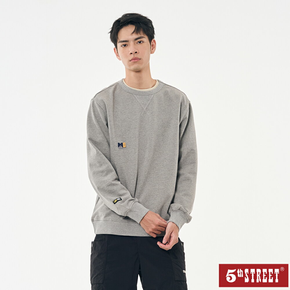 男裝 大學T 長袖 TEE 上衣 雪山 麻灰色 (561004)【5th STREET】【APP下單享4%回饋】