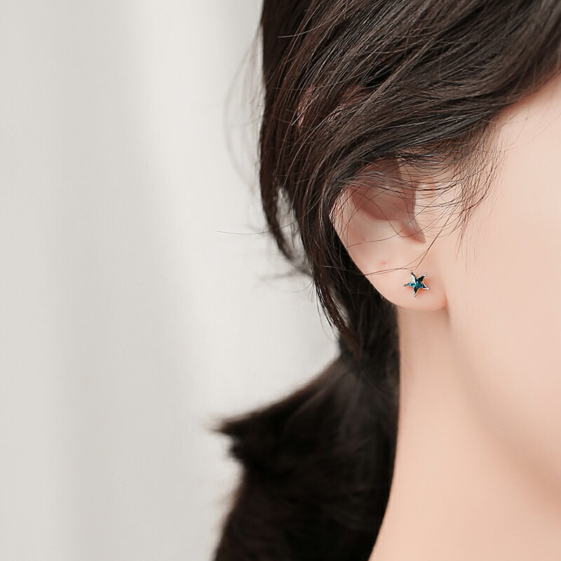 925純銀夏季海星耳釘女簡約小巧網紅森系星星耳環設計感星空耳飾