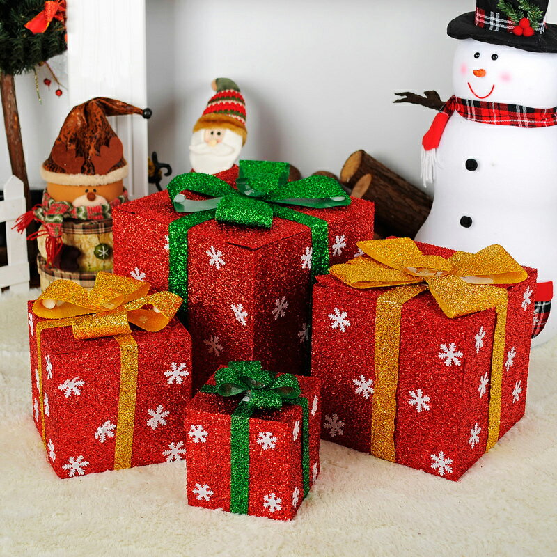 圣誕禮盒包裝盒外景圣誕樹裝飾禮物盒禮包塑料材質禮品盒裝扮用品