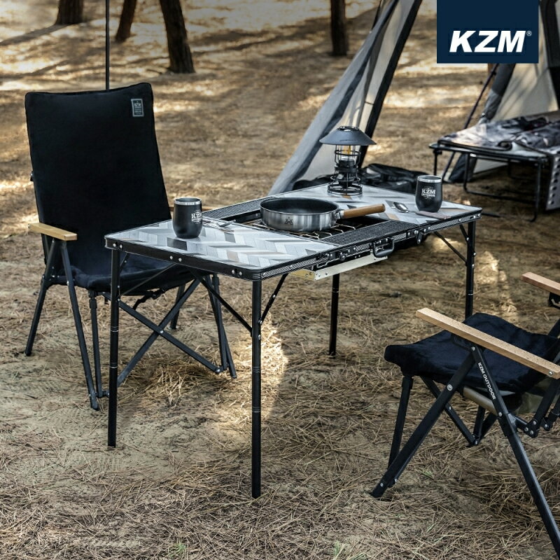 【露營趣】KAZMI K22T3U02 三折合燒烤桌含收納袋 摺疊桌 鋁合金桌 野餐桌 露營桌 休閒桌 烤肉桌 露營 野營