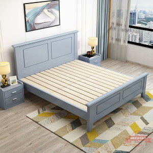 實木床1.8米現代簡約歐式主臥雙人儲物床美式1.5m出租屋用單人床