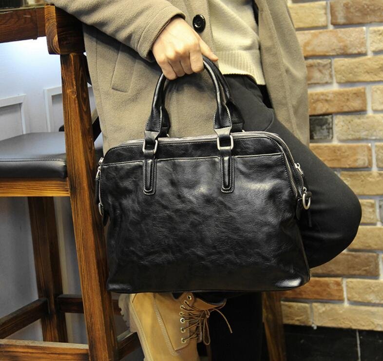 FINDSENSE Z1 韓國 時尚 潮 男 皮質 商務旅行包 方形包 手提包 單肩包 斜背包 側背包