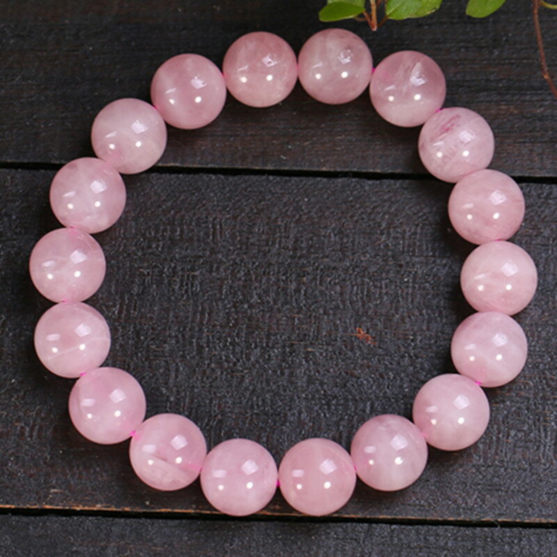天然單圈芙蓉石手串粉色水晶粉晶聚人緣手鏈飾品送女友愛人禮物