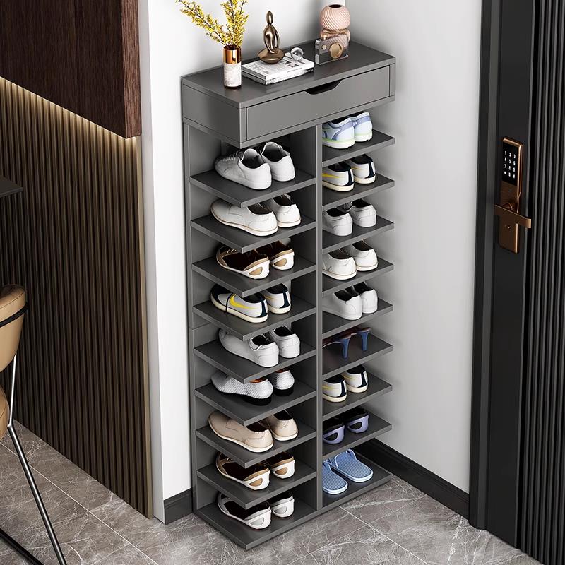 鞋盒收納 鞋架門口家用經濟型省空間耐用鞋櫃多功能儲物櫃多層門口簡易鞋架-快速出貨
