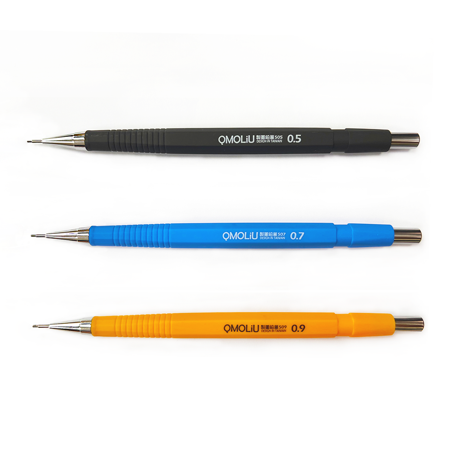 製圖鉛筆 製圖自動筆 ABS止滑 0.5/0.7/0.9 三入一組 [QMOLiU] 手繪 漫畫 室內設計 1