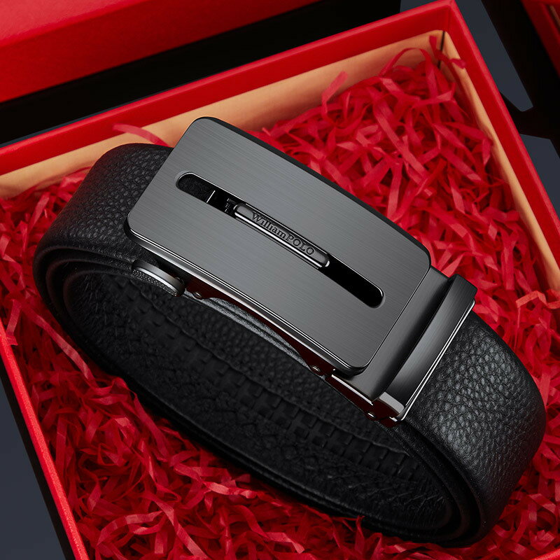 【喜挖】英皇保羅皮帶真皮男自動扣頭層牛皮男士腰帶商務休閒皮帶男士