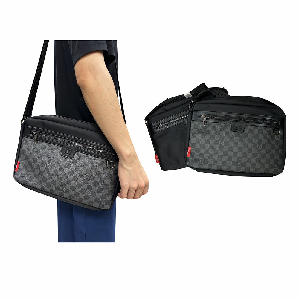 ~雪黛屋~Valenli 斜側包10吋電腦防水尼龍布二層主袋+外袋共四層大容量可A4紙VW1171(大)