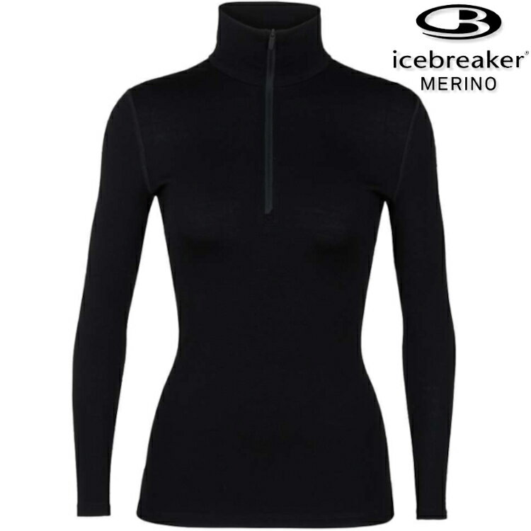 Icebreaker Tech BF260 女款 半開襟長袖上衣/美麗諾羊毛排汗衣 104390 001 黑