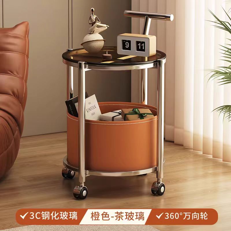 【免運/可開票】小推車 買菜推車 零食推車 購物車 客廳沙發圓形移動小推車置物架子輕奢邊幾現代馬鞍簡約小茶幾