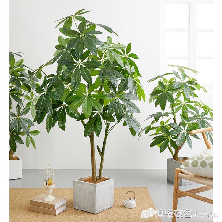 假盆景 模擬綠植盆栽假植物發財樹裝飾室內客廳花大型落地樹仿生塑膠盆景 免運開發票