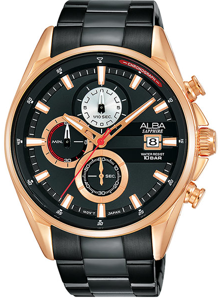 ALBA 雅柏錶 時尚潮流計時腕錶 VD57-X136K(AM3598X1)-44mm-黑面鋼帶【刷卡回饋 分期0利率】【APP下單22%點數回饋】