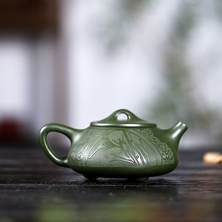 工廠直銷 免運 茶壺 紫砂壺 280毫升宜興紫砂壺原礦綠泥景州石瓢壺心如止水家用泡茶壺特惠/可開發票Z1017 3