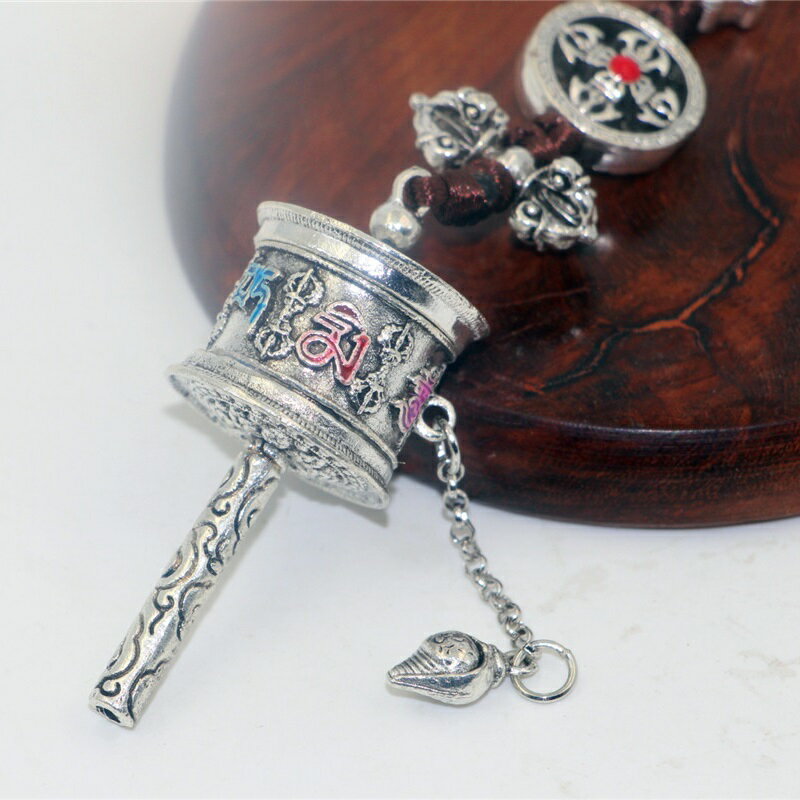 西蔵友人送 貴重 銅包牙 吊墜 根付 裝身具 佩戴物 精品 西藏旅游紀念品掛墜包包掛件六字真言轉經筒可轉動轉經輪個性吊墜| 協貿