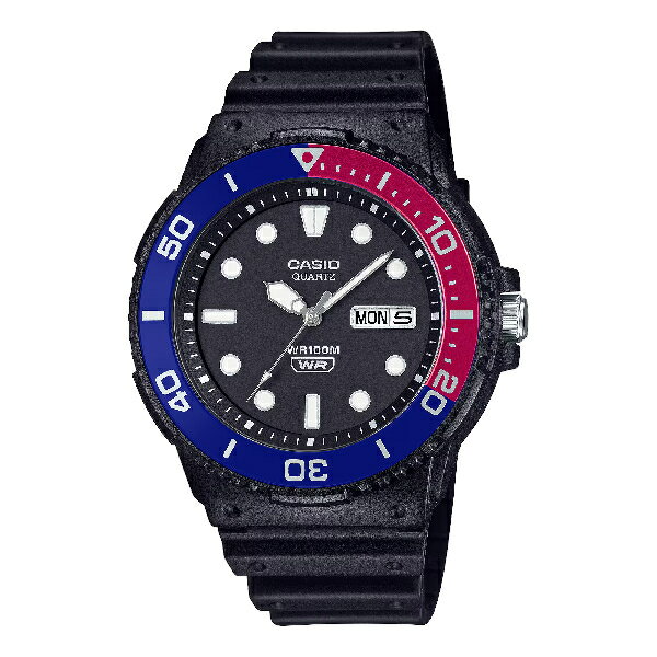 CASIO卡西歐 MRW-230H-1E2V 海洋風格旋轉錶圈腕錶 藍紅可樂圈 44.6mm｜樂天全館特惠中★指定刷卡回饋10%