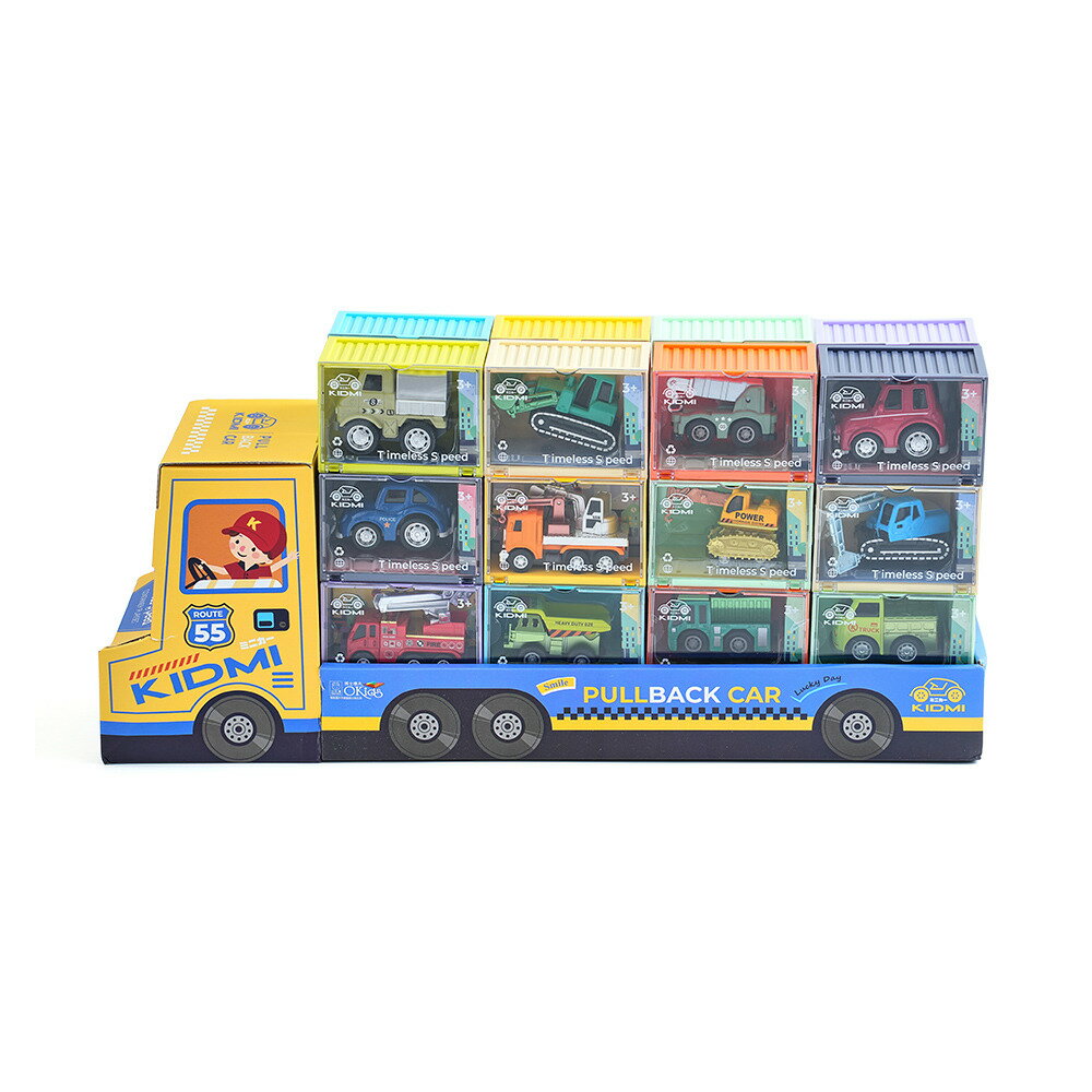 【小牛津】【KIDMI小汽車】大貨櫃貨車組-合金迴力車24入(贈收納貨車/附貨櫃收藏盒)★衛立兒生活館★