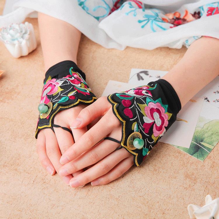 熱銷云南風情楊麗萍同款手套復古民族風中國風刺繡花護腕手鏈飾品