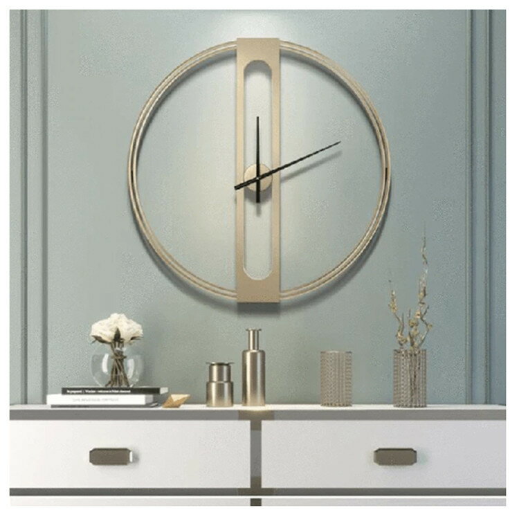熱薦歐式簡約時尚金屬鐘表 圓形客廳創意掛鐘