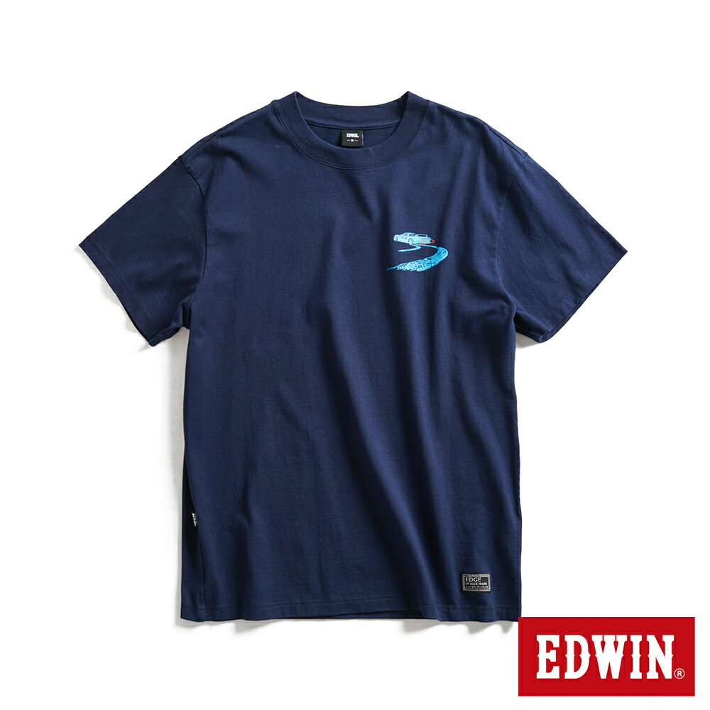 EDWIN EDGE系列 極速甩尾胎紋印花短袖T恤-男款 丈青色