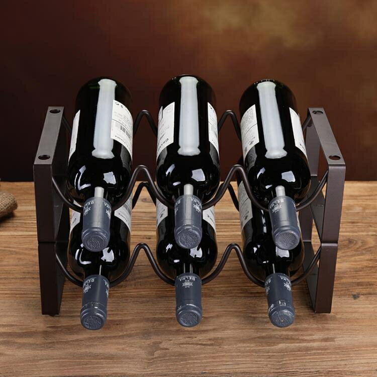 酒架 家用鐵藝酒瓶架疊加葡萄酒架多瓶創意酒櫃展示紅酒架擺件現代簡約 免運 開發票