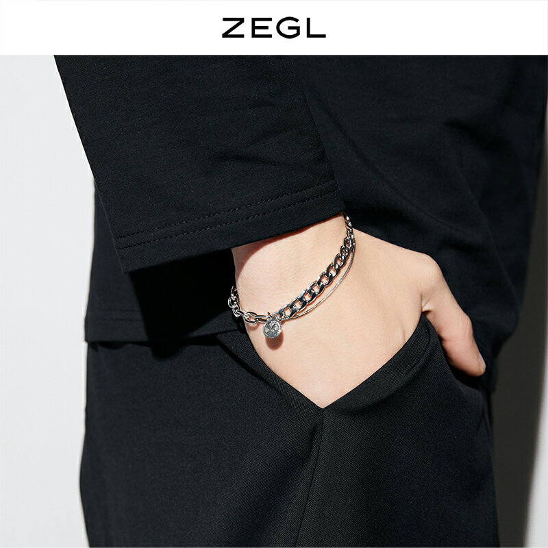 ZEGL復古情侶款手鏈男士女生ins小眾設計嘻哈潮冷淡風古巴手飾品 2
