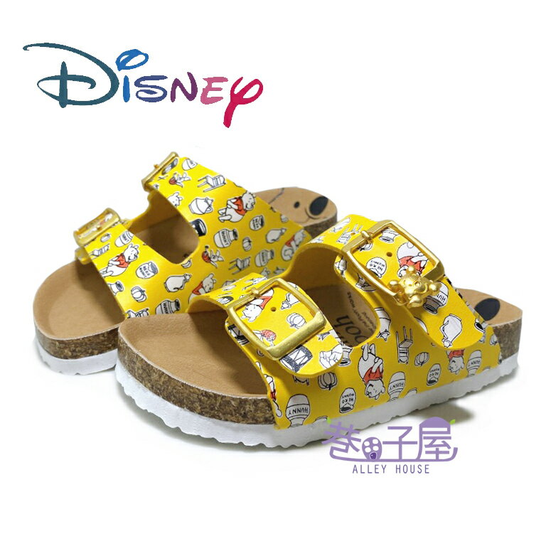 迪士尼DISNEY 童款小熊維尼造型釦休閒伯肯拖鞋 [521070] 黃 MIT臺灣製造【巷子屋】