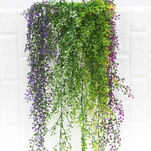 仿真藤條 植物悅意草柳條綠植壁掛 假花藤蔓塑料花綠景植物墻裝飾