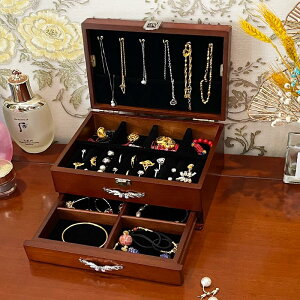 收納盒 飾品盒 韓米琪 首飾盒 歐式實木質飾品盒 韓國公主耳釘盒 耳環收納盒 珠寶盒