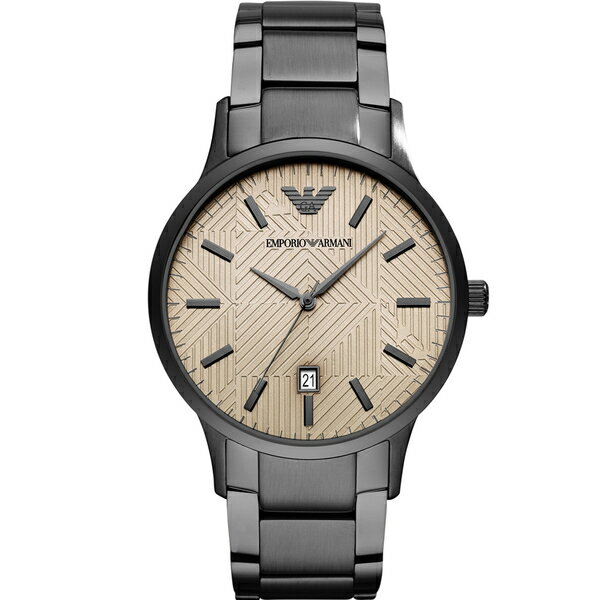 Emporio Armani-指定商品-Dress經典時尚腕錶(AR11120)-43mm-卡其面鋼帶【刷卡回饋 分期0利率】【APP下單22%點數回饋】