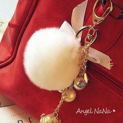 超取 499免運 毛球鑰匙圈 Angelnana 超軟毛毛珍珠蝴蝶結包包吊飾 Ra0010 Angelnana Rakuten樂天市場