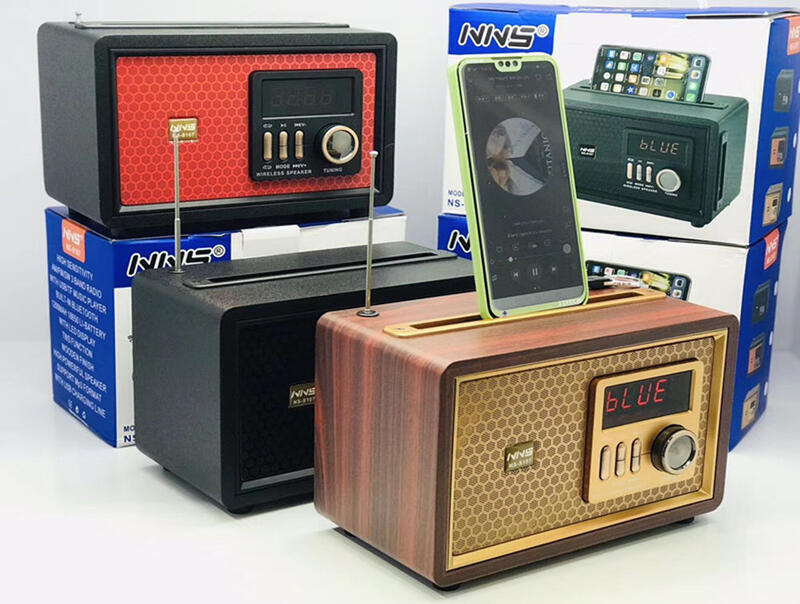 48h出貨丶新款ns-s107音箱 支架低音炮復古可攜式電腦無線插卡fm小音響