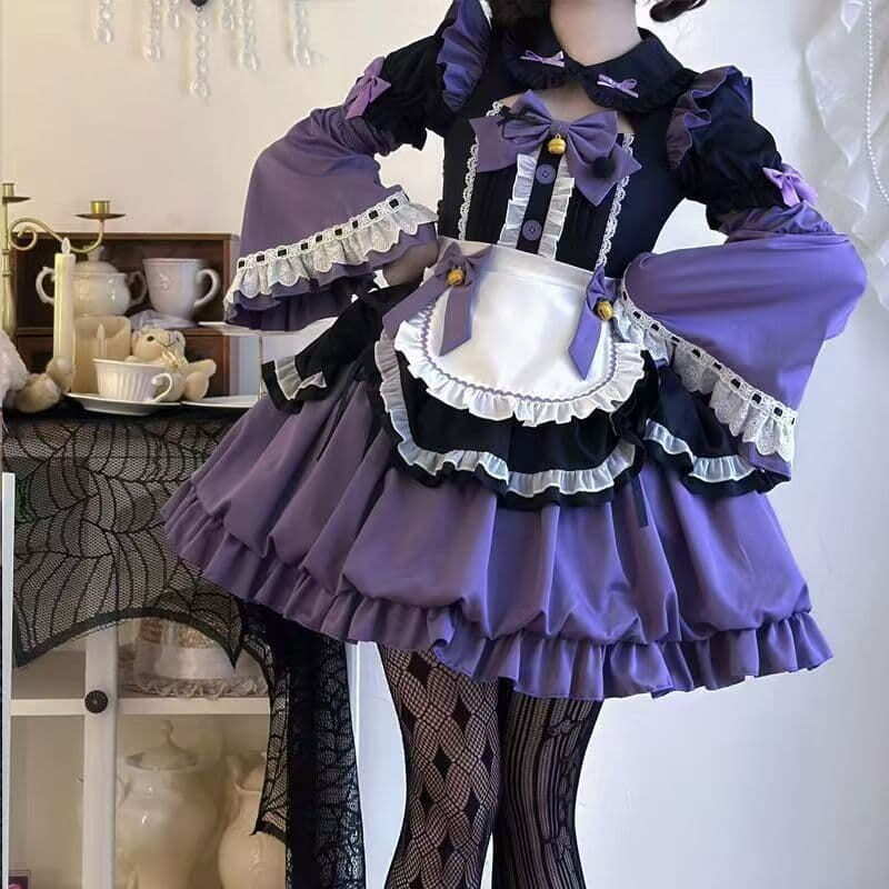 千人收藏原創設計誓約女僕裝cosplay衣服 lolita洋裝 可愛短袖連衣裙套裝 op花苞連衣裙 女僕裝cos衣服角色扮演