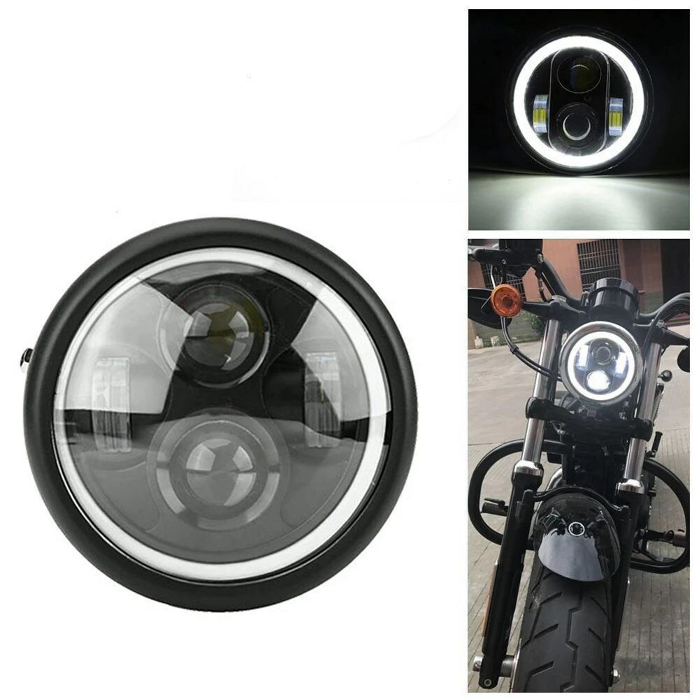 【復古天使眼】LED大燈 機車大燈 改裝大燈 前照燈 圓燈 哈雷風格 天使眼光圈 CG125 GN125 通用 高亮防水 經典造型 夜間照明升級