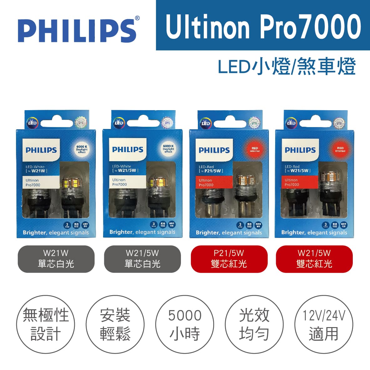 真便宜 PHILIPS飛利浦 Ultinon Pro7000 U70 LED煞車燈(2入)