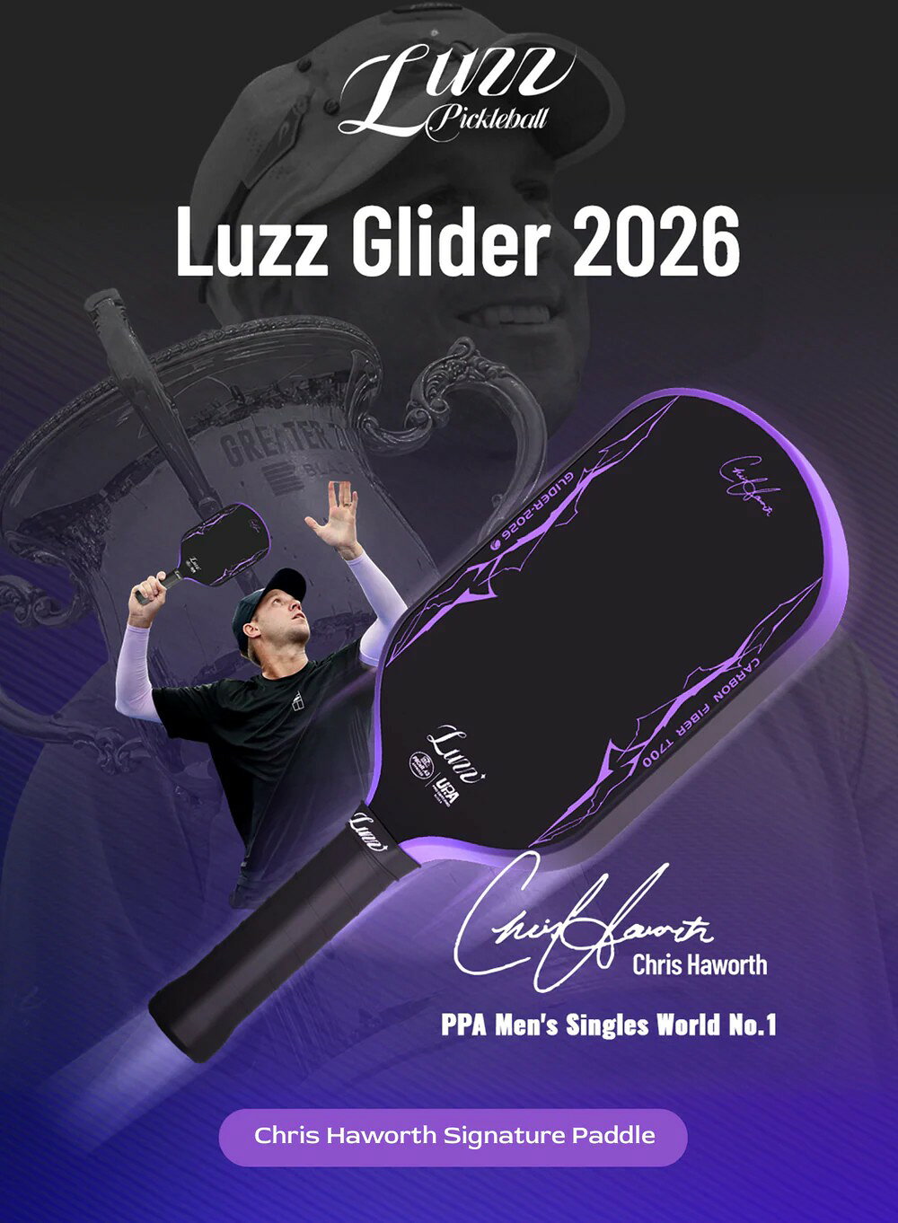 Luzz 專業匹克球拍 Glider 2026 Hybrid-附拍套 8 Luzz 專業匹克球拍 Glider 2026 Hybrid-附拍套 8