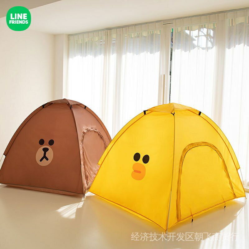 LINE FRIENDS布朗熊帳篷 卡通便攜式戶外露營裝備自動彈開 動漫周邊