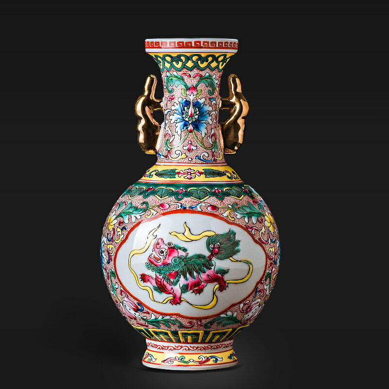 景德鎮陶瓷器仿古琺瑯彩花瓶插花中式古典客廳裝飾家居博古架擺件