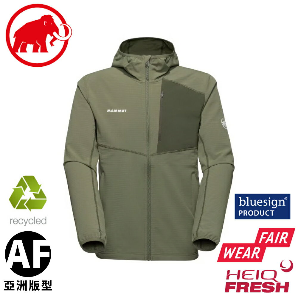 【MAMMUT 長毛象 男 Madris Light ML Hooded AF 薄刷毛連帽外套《沼澤綠》】1014-07170