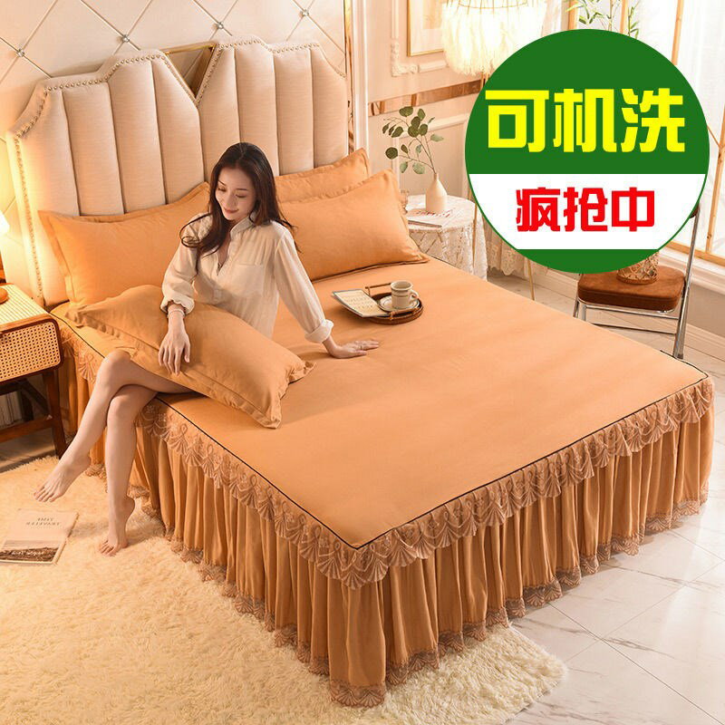 【品牌清貨】防滑床裙三件套韓版床罩不褪色床笠床單席夢思保護套 4