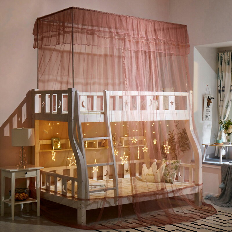 家用蚊帳 月光閣上下床子母床蚊帳上下鋪1.5米一體1.2米兒童床雙層床高低床『XY10893』