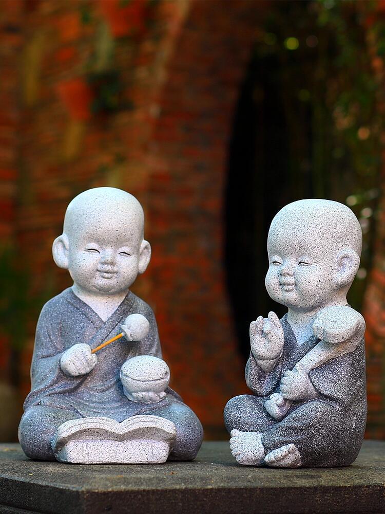 公司貨 免運 可開票 造景 模擬 造景配件 裝飾 日式庭院裝飾品小和尚禪意擺件花園枯山水景觀小品小沙彌仿石雕塑