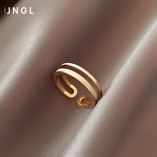 鈦鋼雙層滴釉戒指女ins潮小眾設計輕奢素圈時尚個性食指戒子