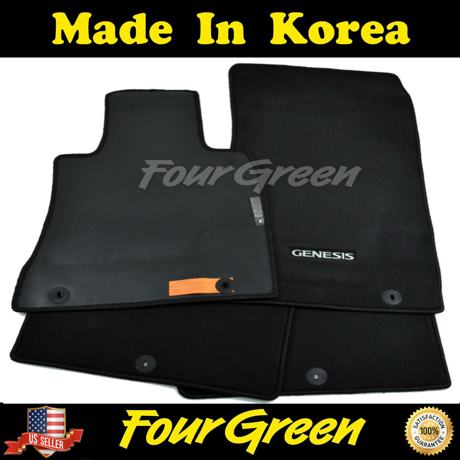 Fourgreen Auto Floor Mats Black For Hyundai Genesis Sedan 2015