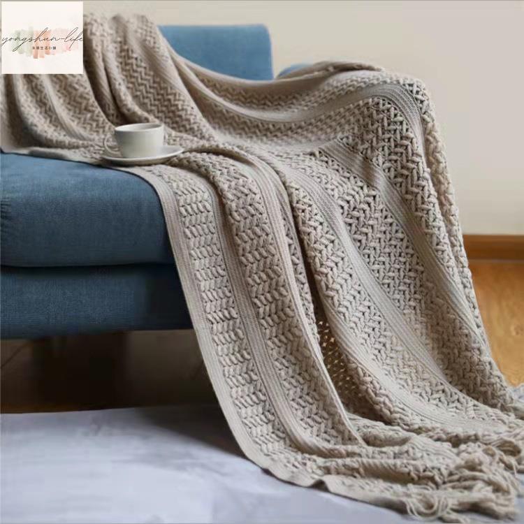 北歐針織毯子 沙發毯 民宿床尾掛毯 毛線毯子 午睡蓋毯 臥室裝飾毯子 空調毯薄款