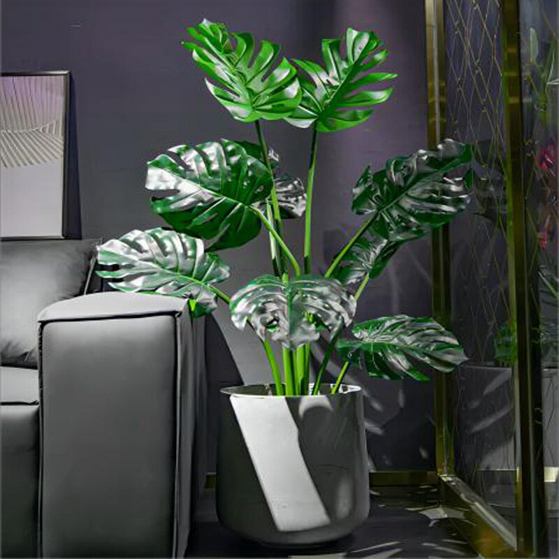 龜背竹仿真綠植客廳高端輕奢酒店服裝店室內裝飾樹擺件仿真龜背葉