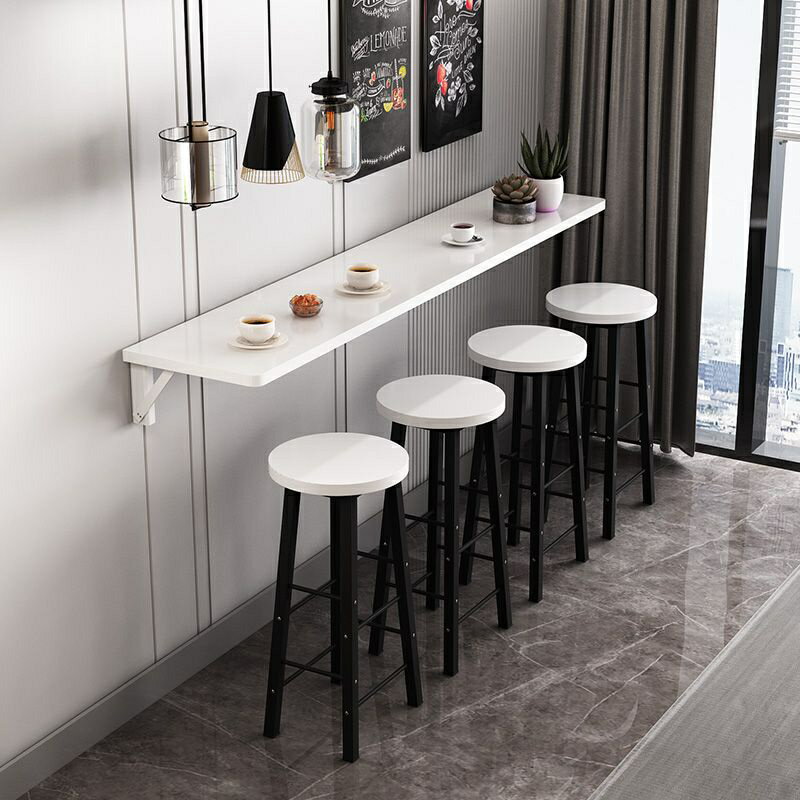 簡約現代吧檯桌 家用靠牆壁掛餐桌 摺疊長條窄桌子 餐廳奶茶店咖啡廳吧檯桌椅